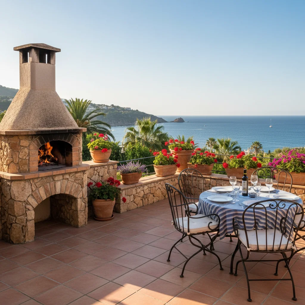 Pizza Ovens setup on a Mediterranean terrace in Alfaz del Pi, Costa Blanca