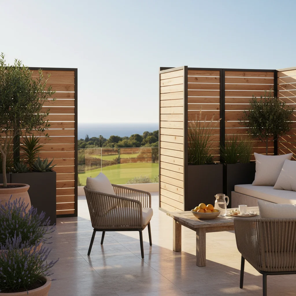 Garden Fencing & Privacy Screens setup on a Mediterranean terrace in Algorfa, Costa Blanca