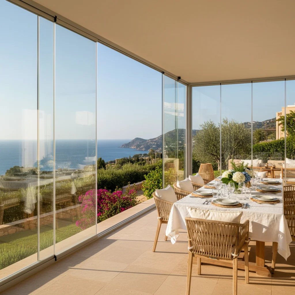 Glass Curtains & Glass Rooms setup on a Mediterranean terrace in Algorfa, Costa Blanca