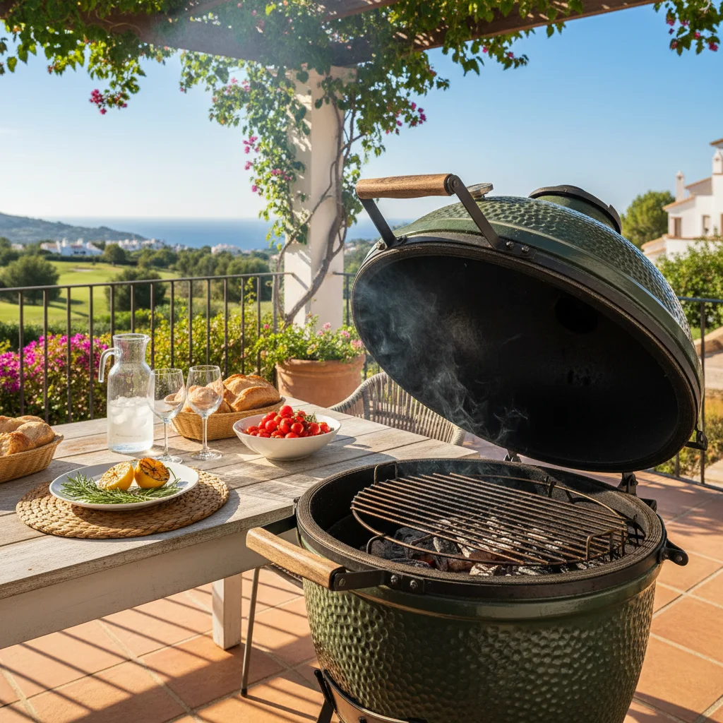 Kamado BBQs setup on a Mediterranean terrace in Algorfa, Costa Blanca