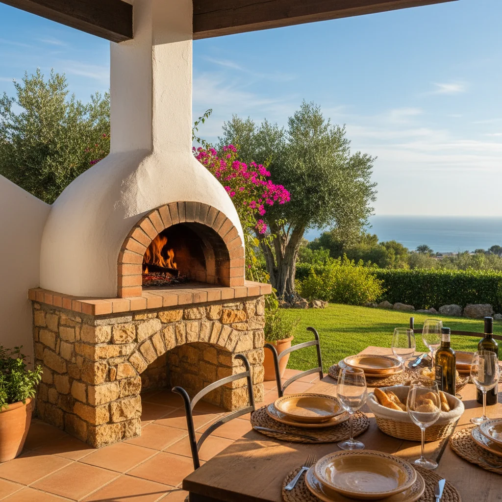 Pizza Ovens setup on a Mediterranean terrace in Algorfa, Costa Blanca