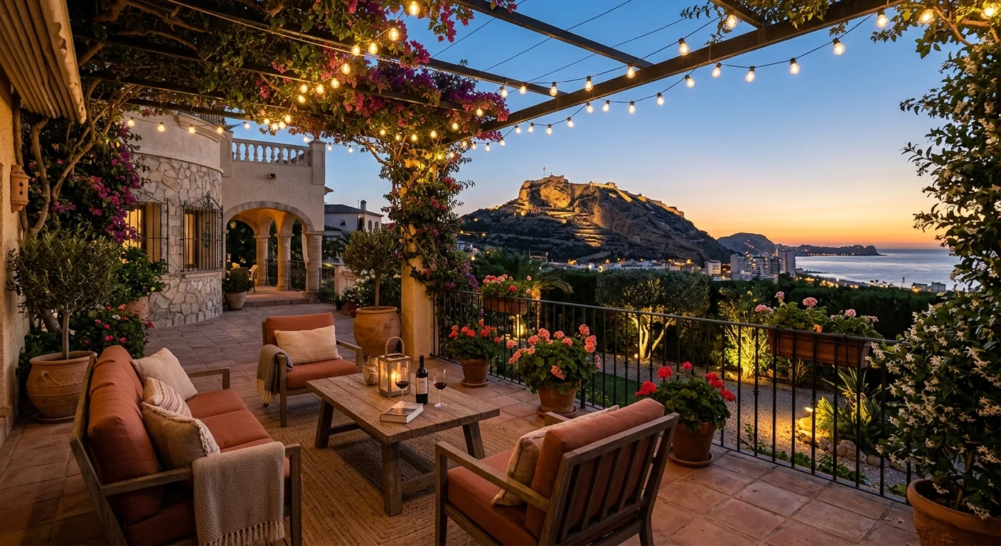 Outdoor Lighting setup on a Mediterranean terrace in Alicante, Costa Blanca