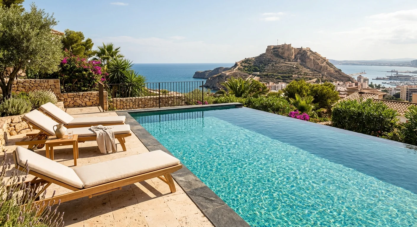 Swimming Pools setup on a Mediterranean terrace in Alicante, Costa Blanca