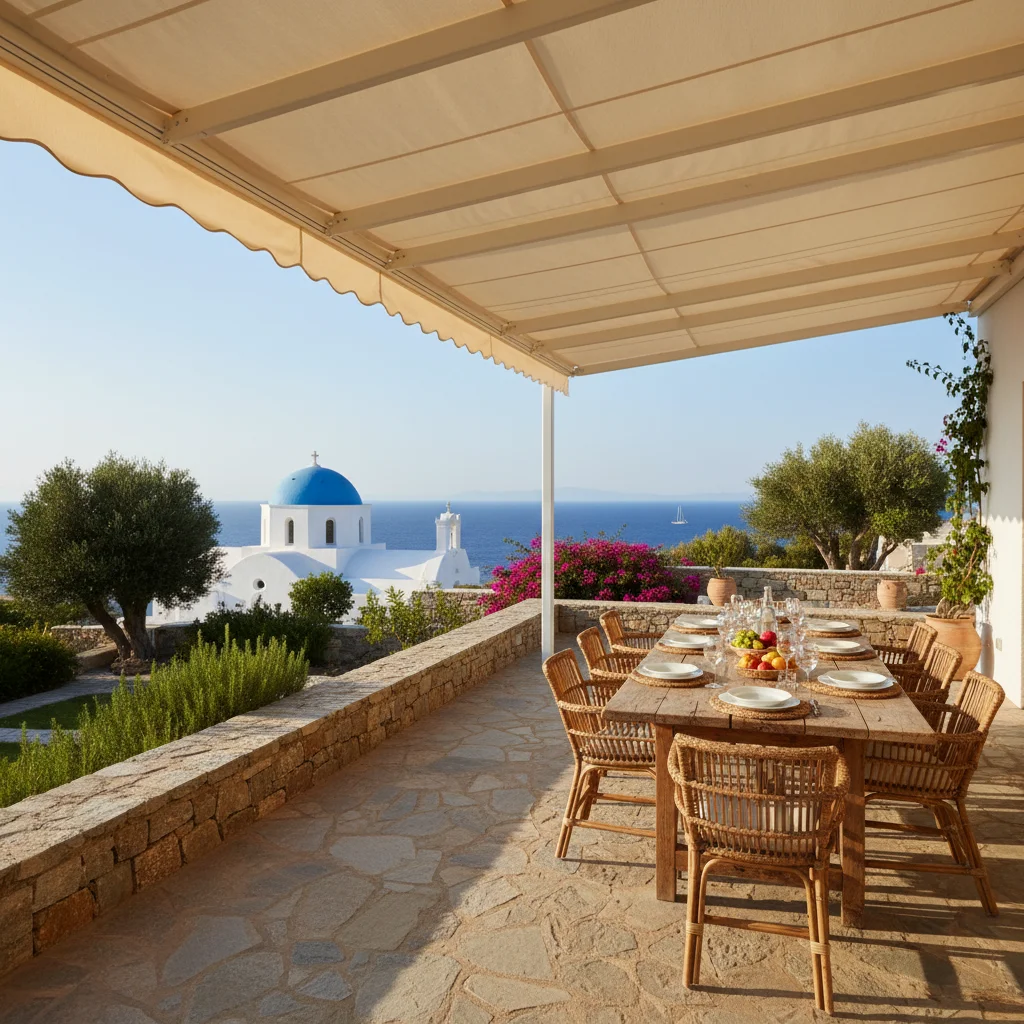 Awnings & Toldos setup on a Mediterranean terrace in Altea, Costa Blanca
