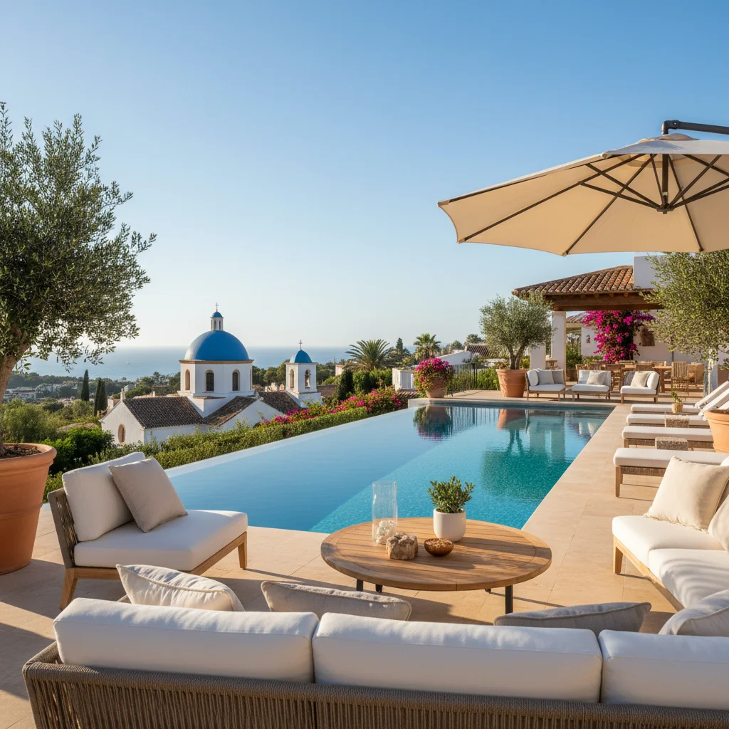 Swimming Pools setup on a Mediterranean terrace in Altea, Costa Blanca