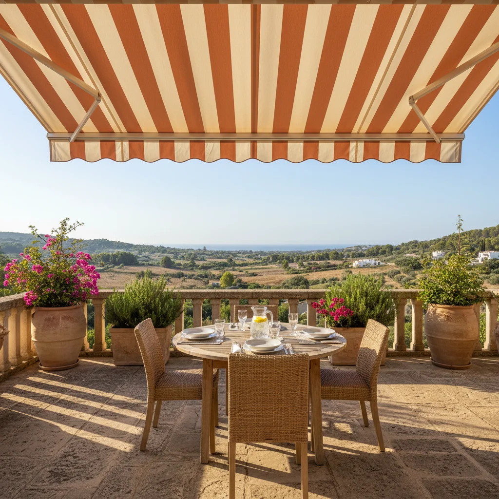 Awnings & Toldos setup on a Mediterranean terrace in Benissa, Costa Blanca
