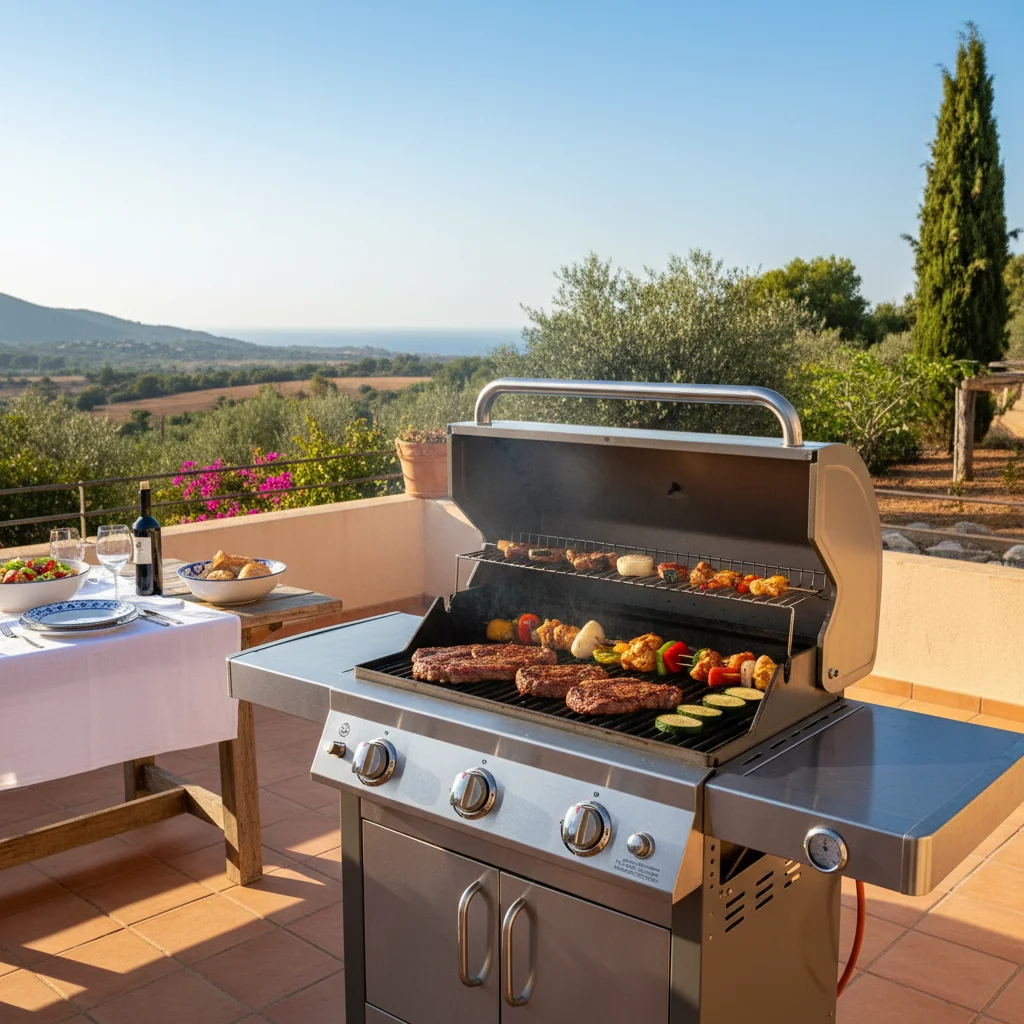 Gas BBQs setup on a Mediterranean terrace in Benissa, Costa Blanca