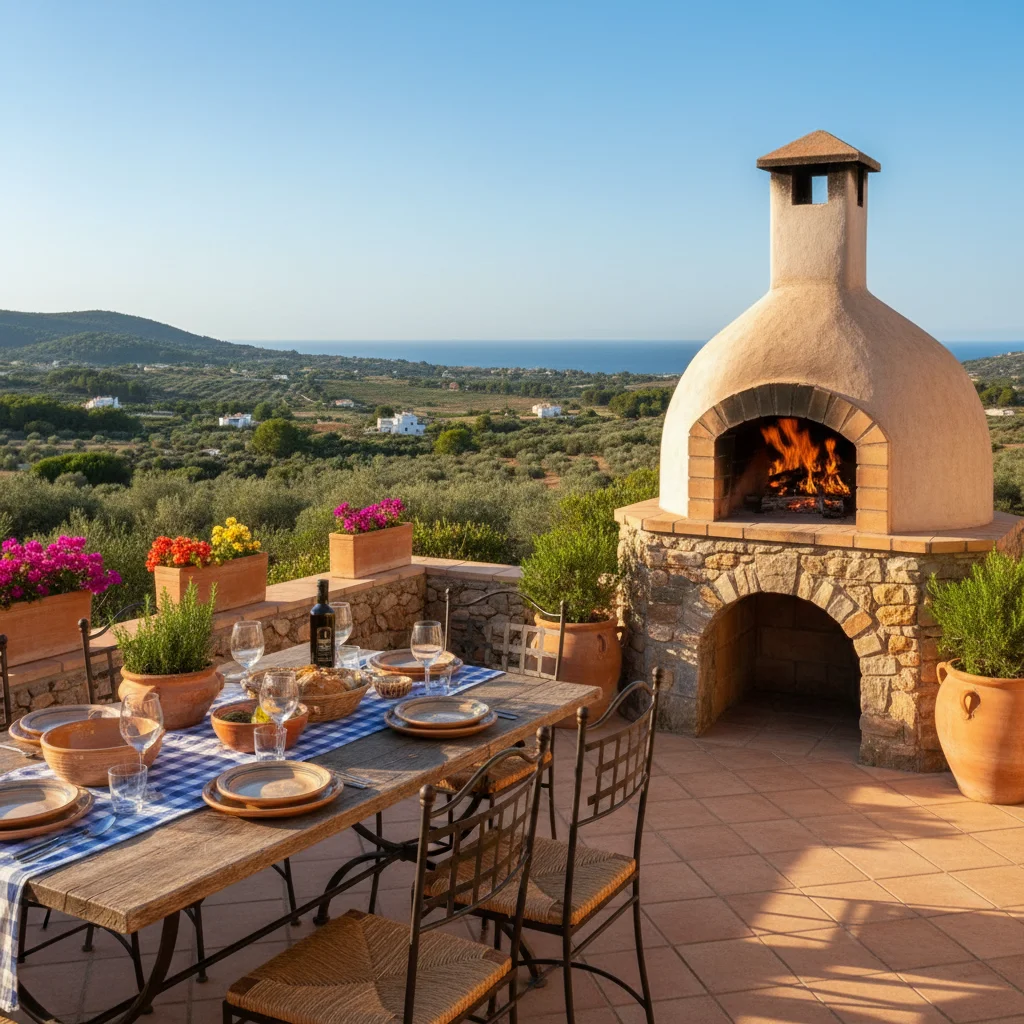 Pizza Ovens setup on a Mediterranean terrace in Benissa, Costa Blanca
