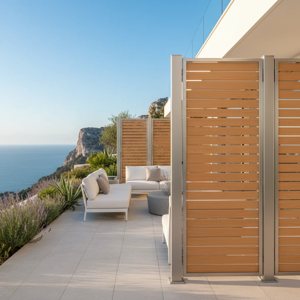 Garden Fencing & Privacy Screens setup on a Mediterranean terrace in Benitachell, Costa Blanca