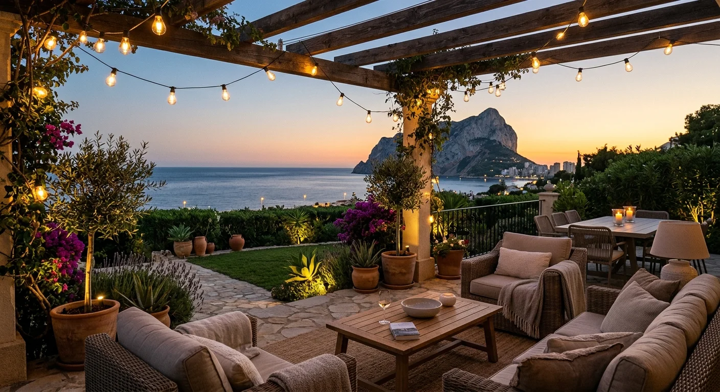 Outdoor Lighting setup on a Mediterranean terrace in Calpe, Costa Blanca