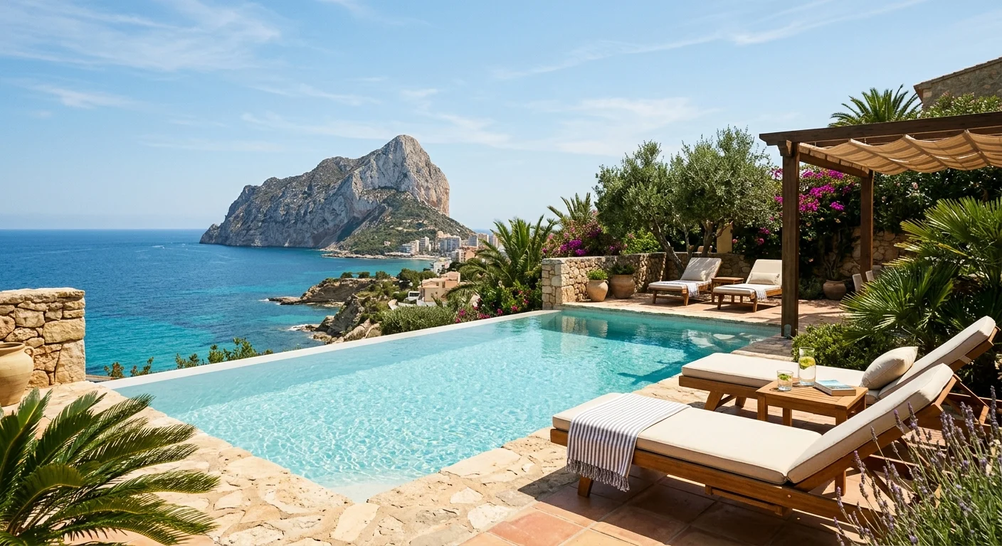 Swimming Pools setup on a Mediterranean terrace in Calpe, Costa Blanca