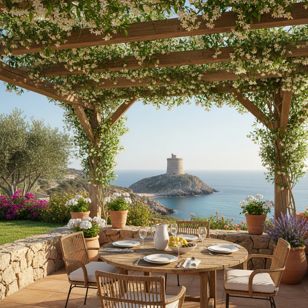 Fixed Pergolas setup on a Mediterranean terrace in El Campello, Costa Blanca