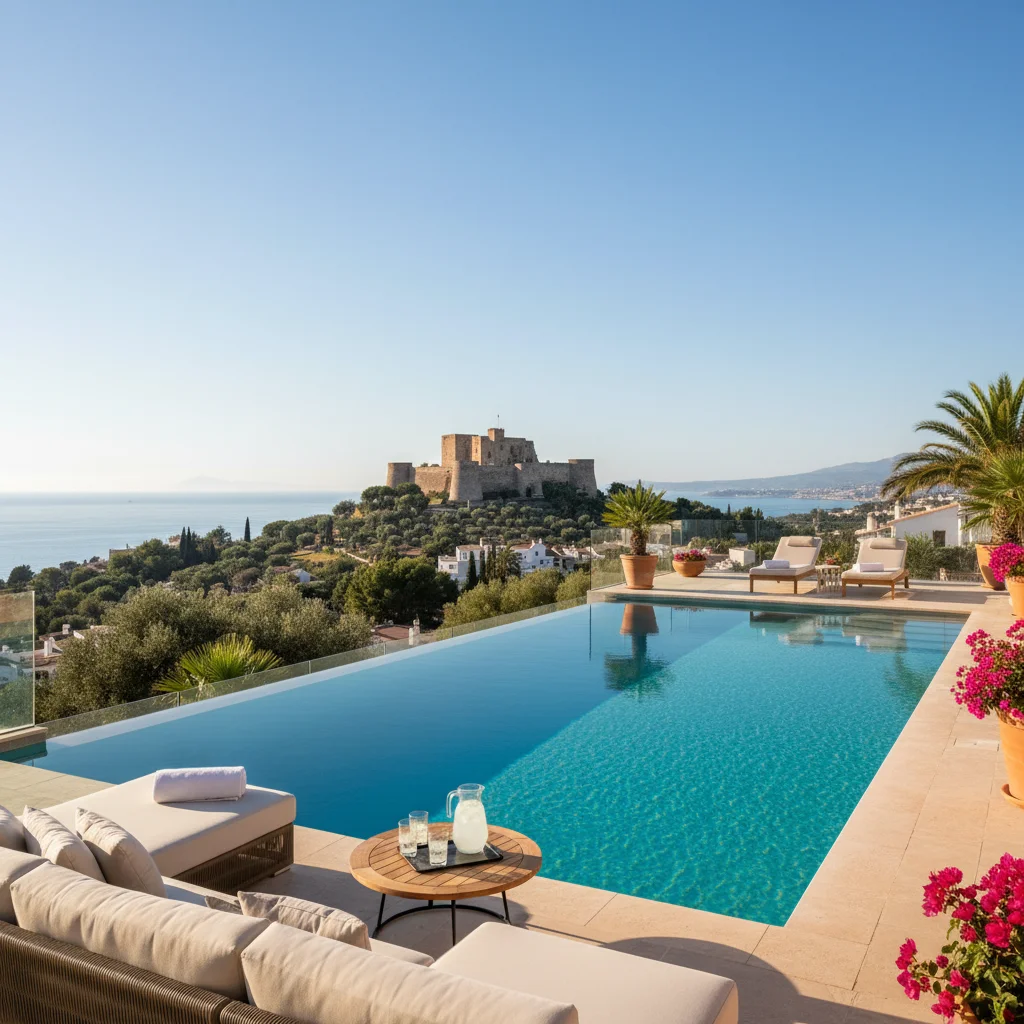 Swimming Pools setup on a Mediterranean terrace in Dénia, Costa Blanca