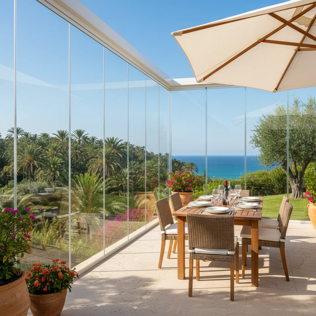 Glass Curtains & Glass Rooms setup on a Mediterranean terrace in Elche, Costa Blanca