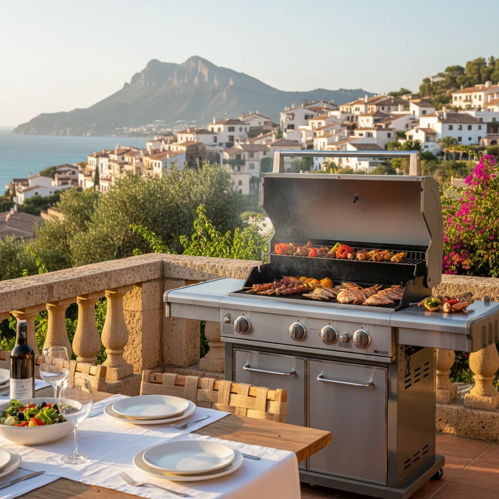 Gas BBQs setup on a Mediterranean terrace in Finestrat, Costa Blanca