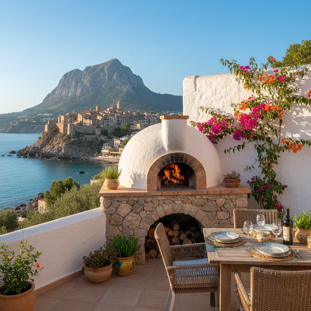 Pizza Ovens setup on a Mediterranean terrace in Finestrat, Costa Blanca