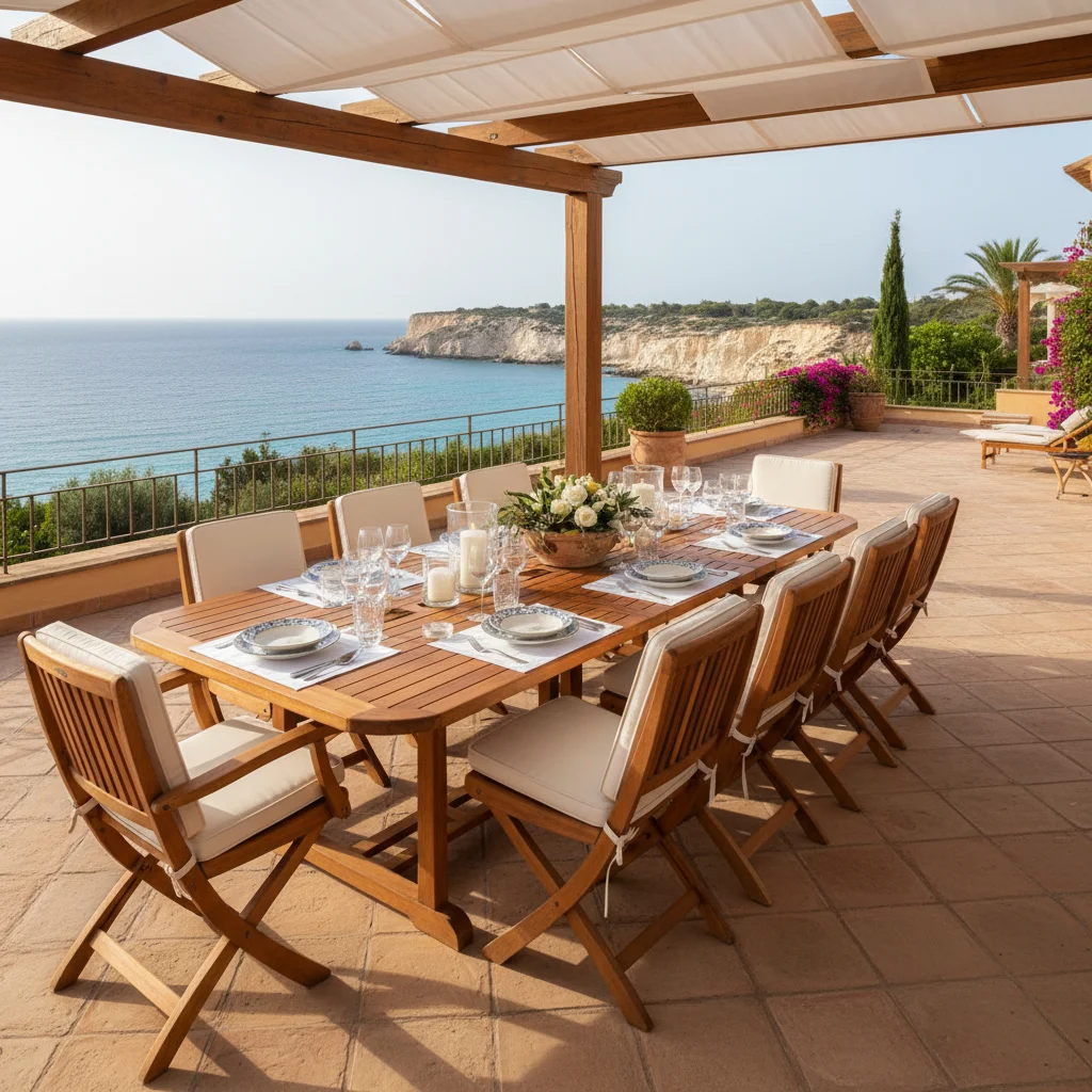 Outdoor Dining Sets setup on a Mediterranean terrace in Gran Alacant, Costa Blanca