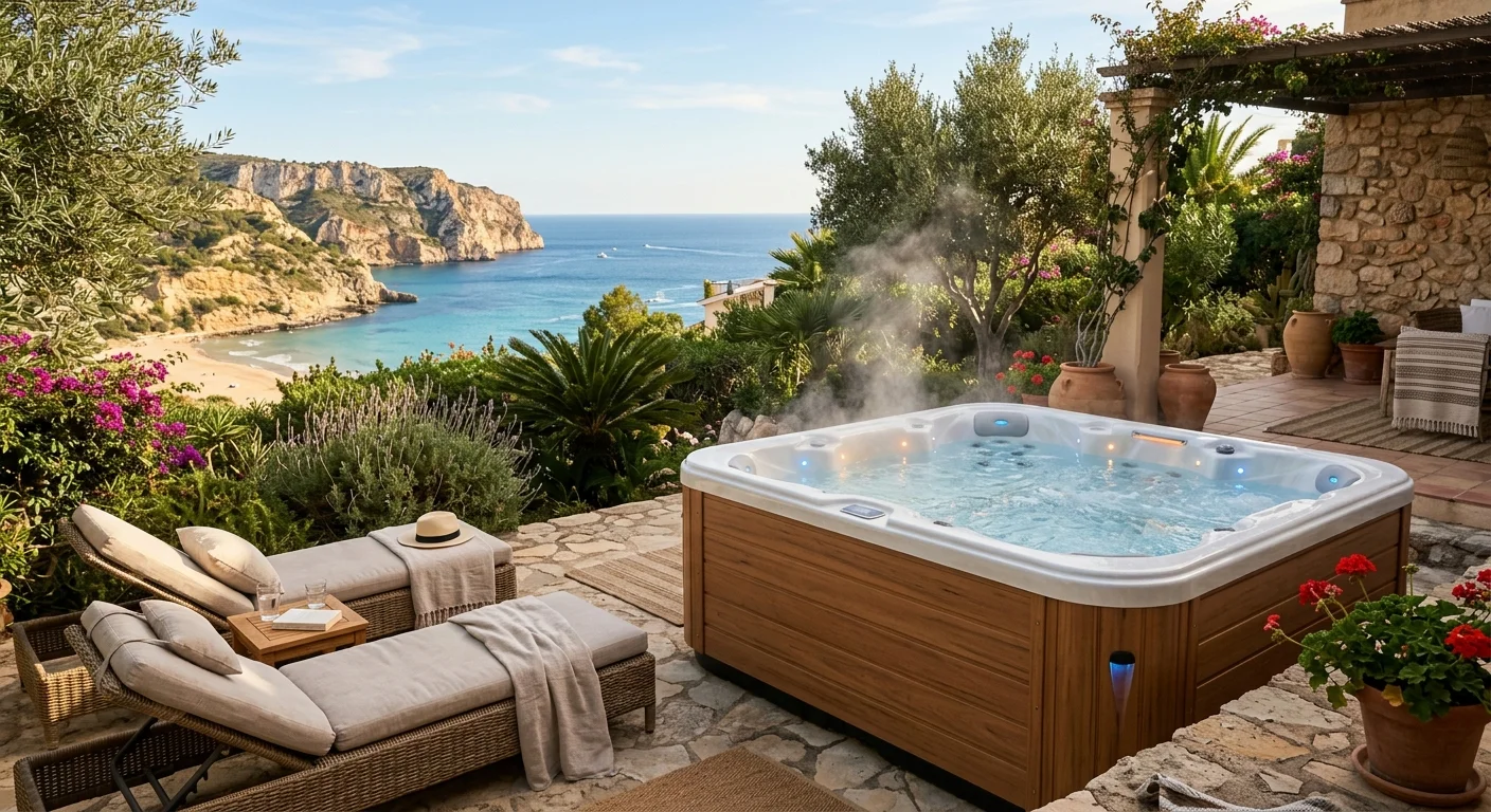 Installation de spas et jacuzzis sur une terrasse méditerranéenne à Gran Alacant, Costa Blanca