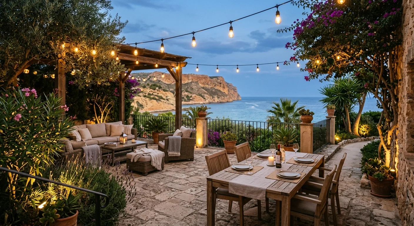 Outdoor Lighting setup on a Mediterranean terrace in Gran Alacant, Costa Blanca
