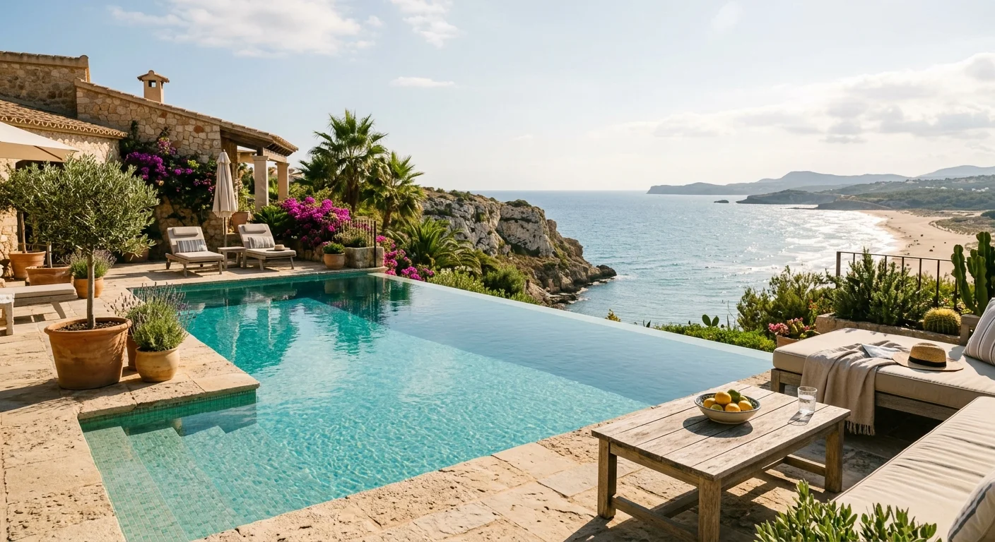 Swimming Pools setup on a Mediterranean terrace in Gran Alacant, Costa Blanca