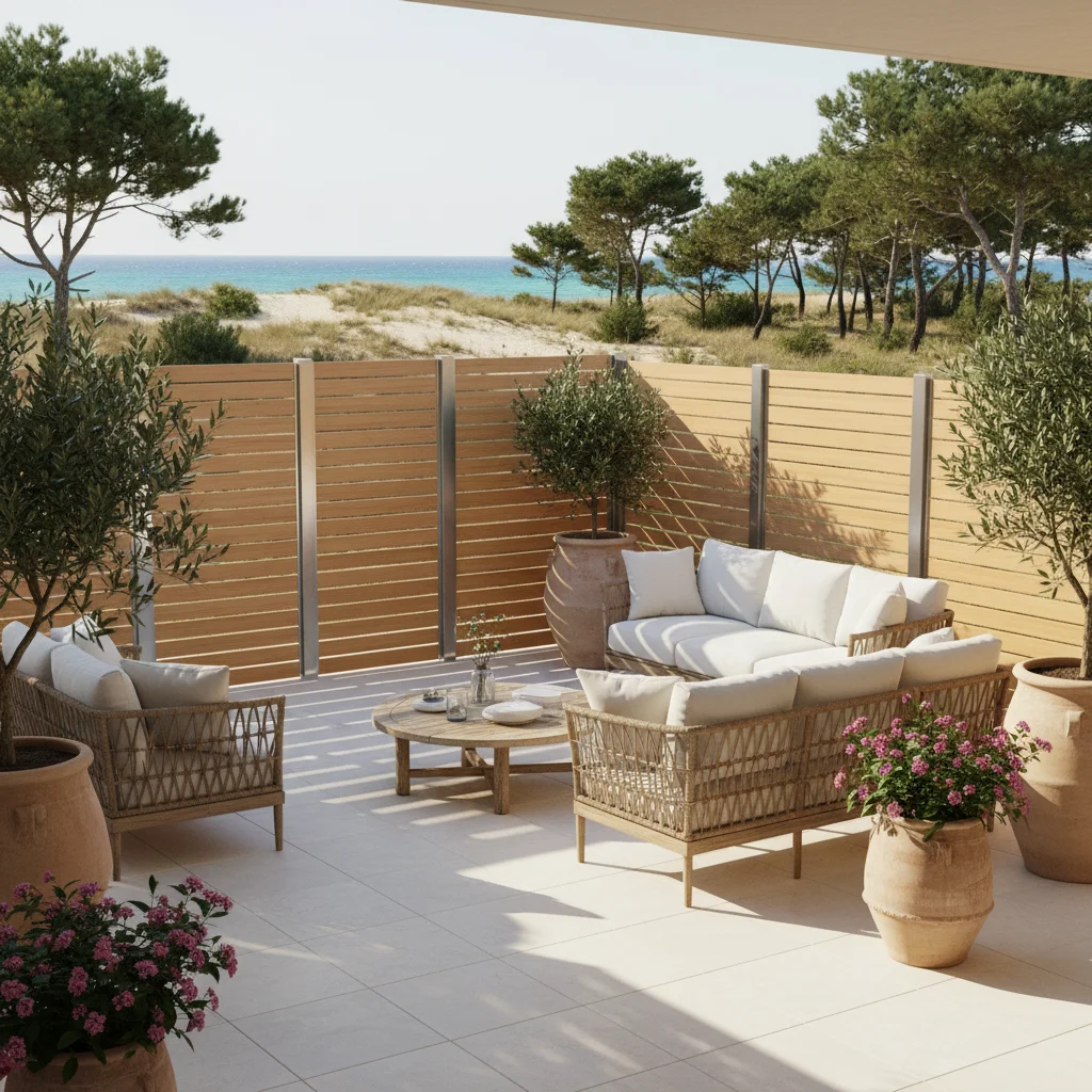 Garden Fencing & Privacy Screens setup on a Mediterranean terrace in Guardamar del Segura, Costa Blanca