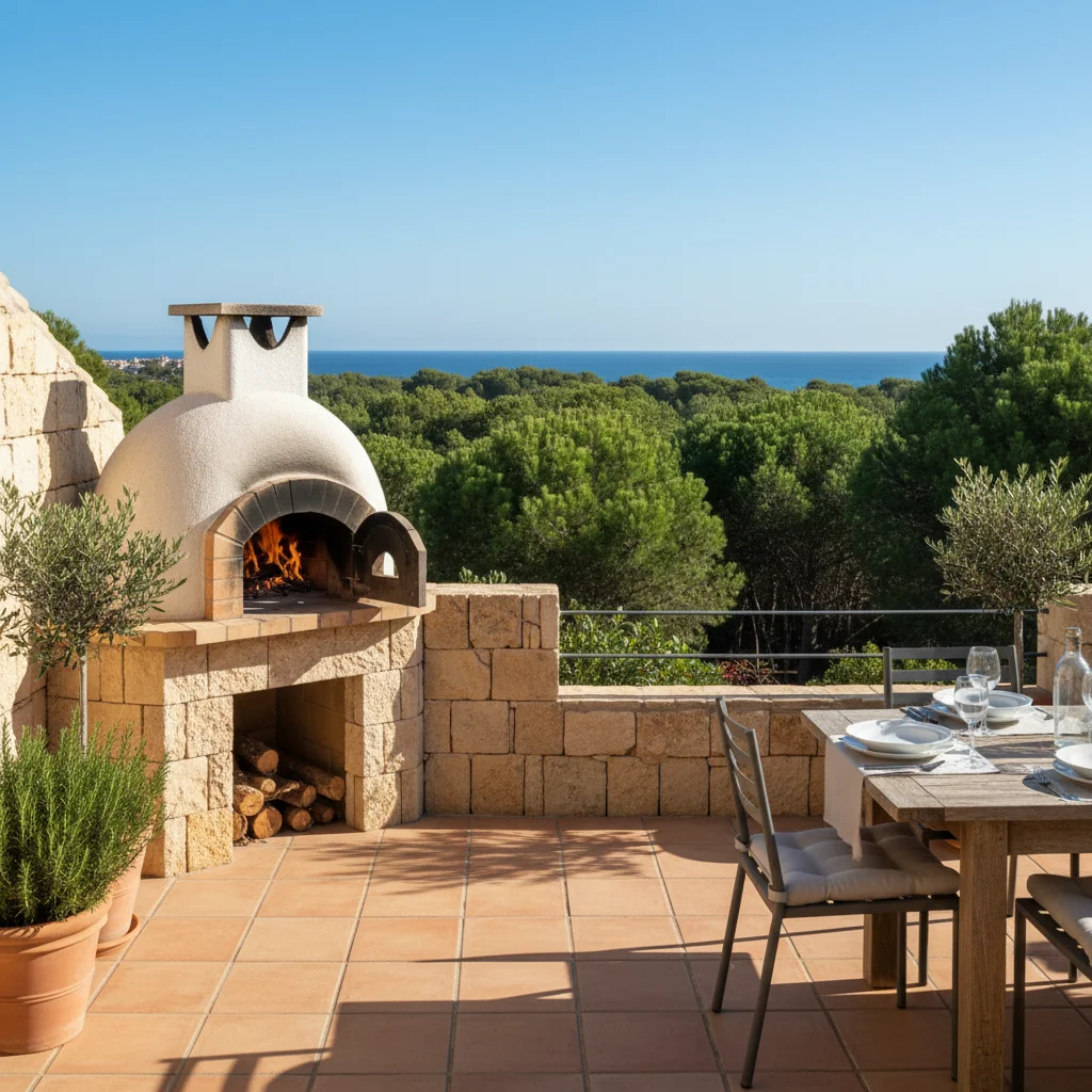 Pizza Ovens setup on a Mediterranean terrace in Guardamar del Segura, Costa Blanca