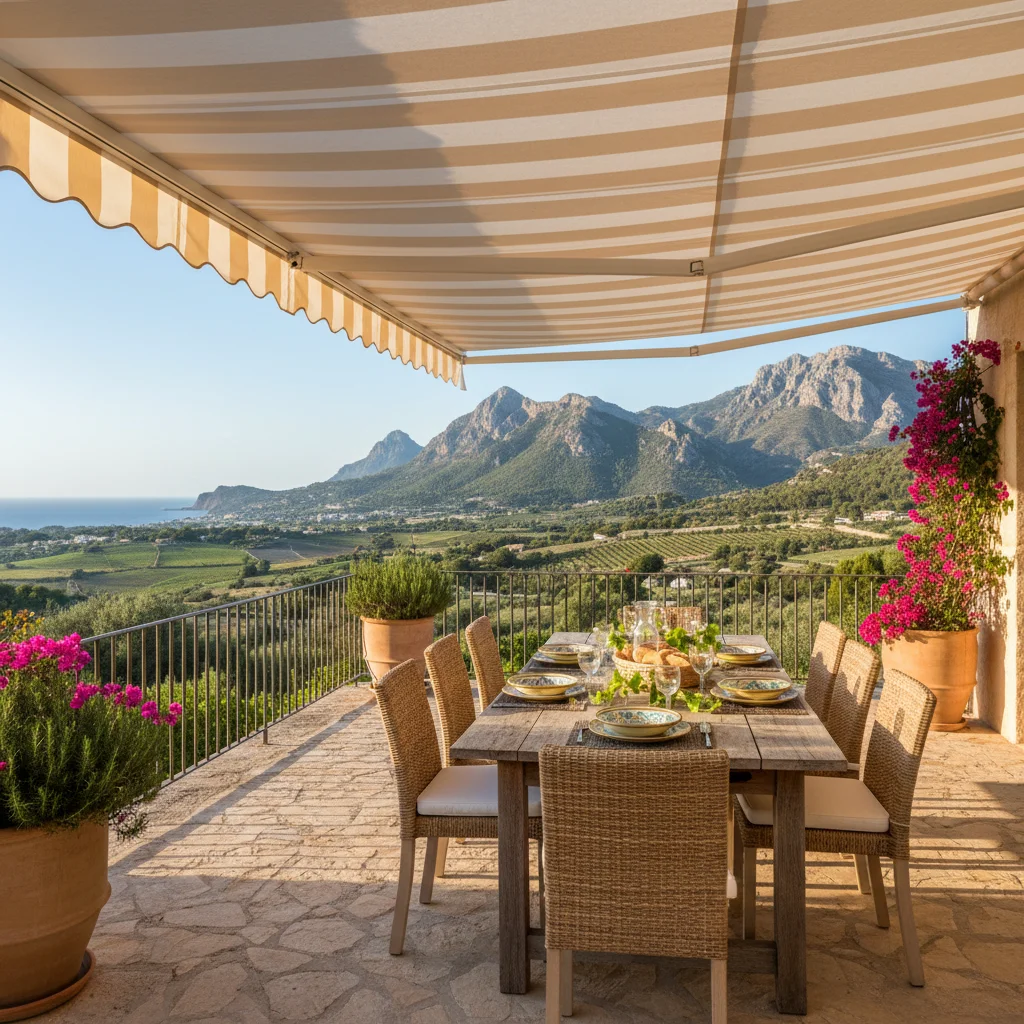 Awnings & Toldos setup on a Mediterranean terrace in Jalón, Costa Blanca