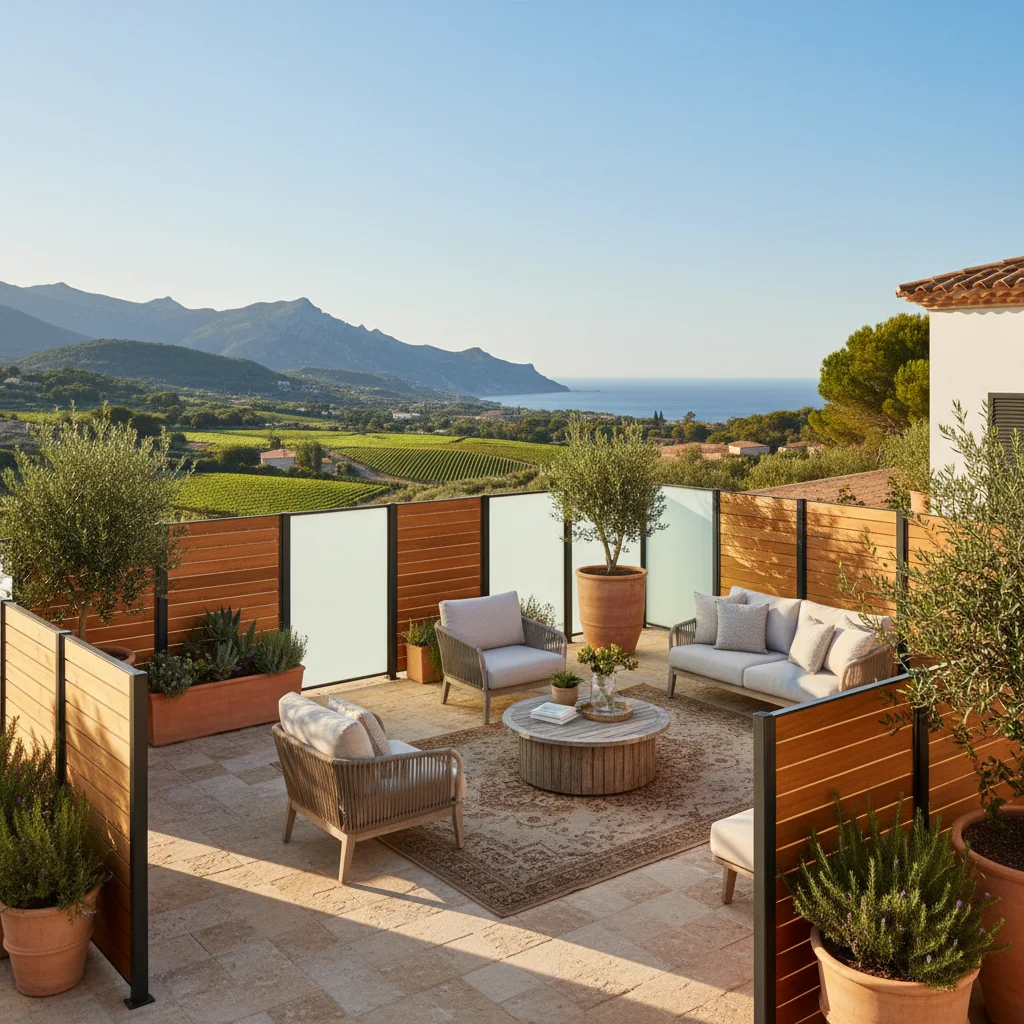 Garden Fencing & Privacy Screens setup on a Mediterranean terrace in Jalón, Costa Blanca