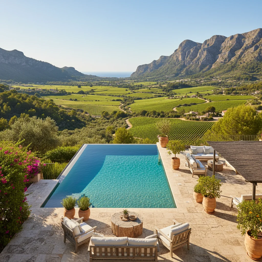 Swimming Pools setup on a Mediterranean terrace in Jalón, Costa Blanca