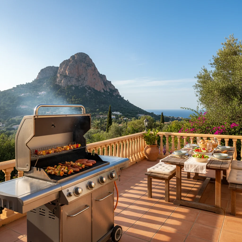 Gas BBQs setup on a Mediterranean terrace in Jávea, Costa Blanca