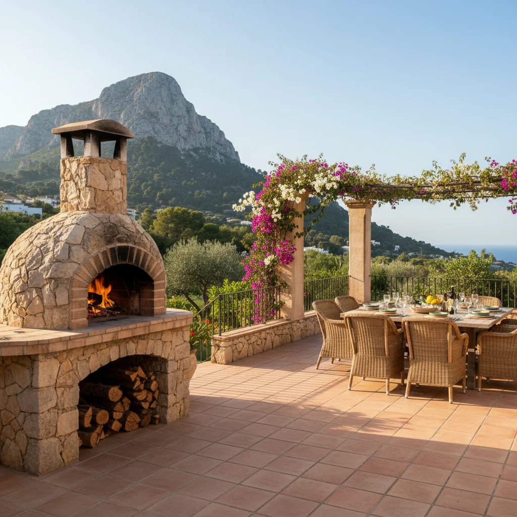 Pizza Ovens setup on a Mediterranean terrace in Jávea, Costa Blanca
