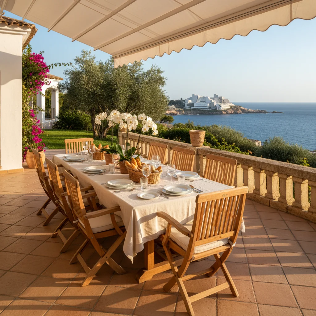 Outdoor Dining Sets setup on a Mediterranean terrace in La Nucía, Costa Blanca