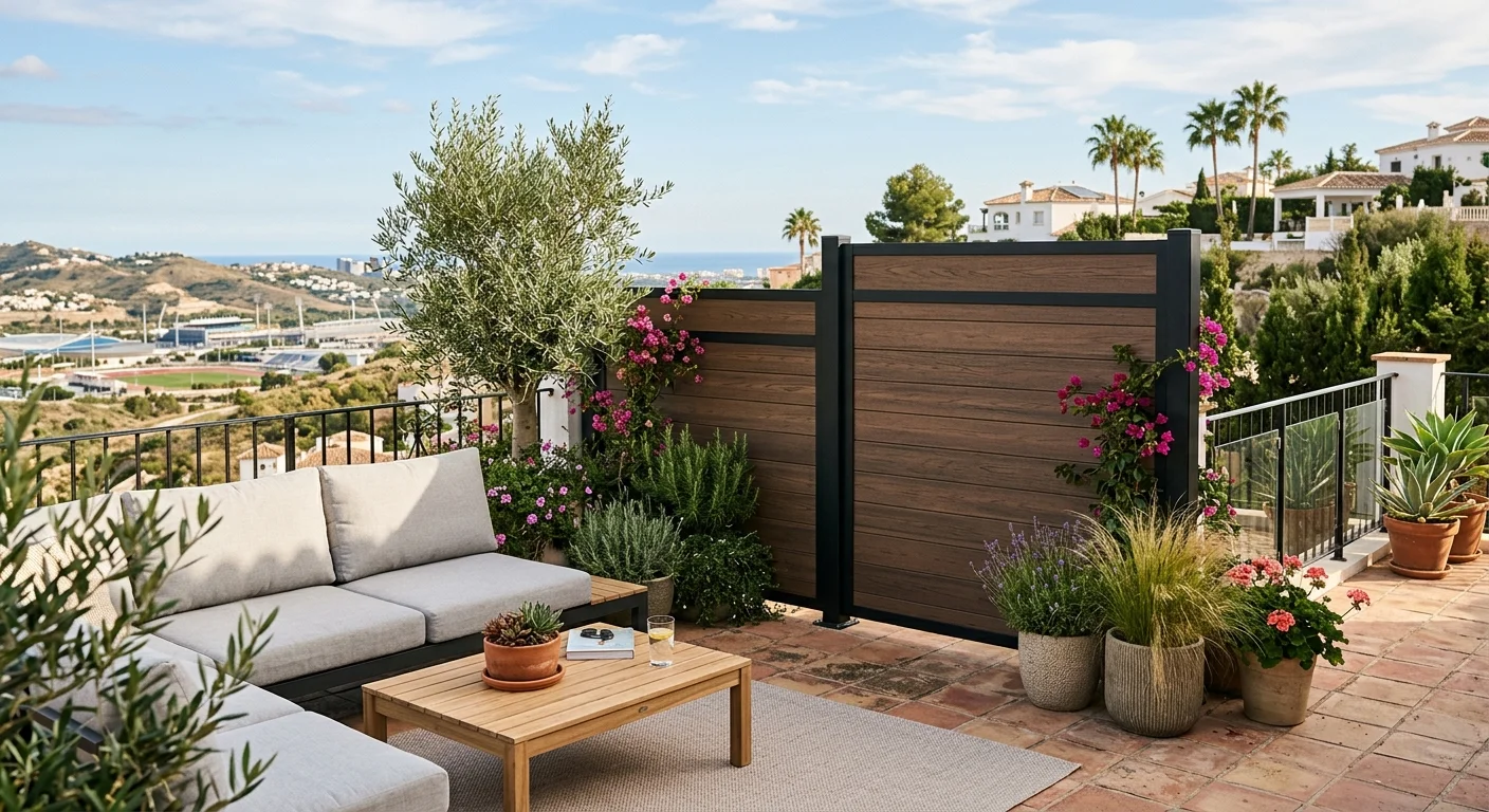 Tuinomheining opstelling op een mediterraan terras in La Nucía, Costa Blanca