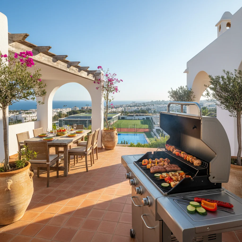 Gas BBQs setup on a Mediterranean terrace in La Nucía, Costa Blanca