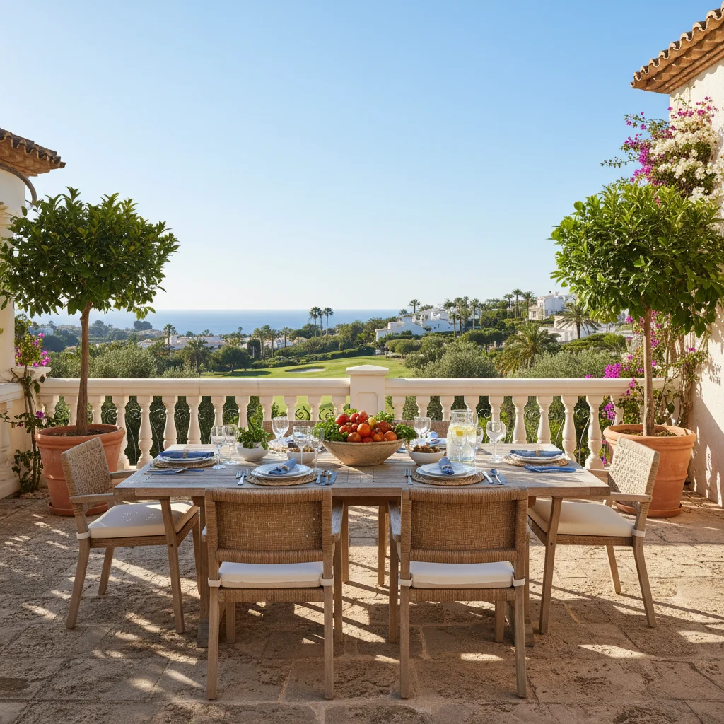 Eetsets opstelling op een mediterraan terras in Los Montesinos, Costa Blanca