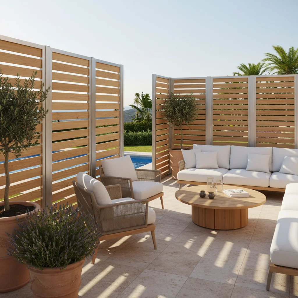 Tuinomheining opstelling op een mediterraan terras in Los Montesinos, Costa Blanca