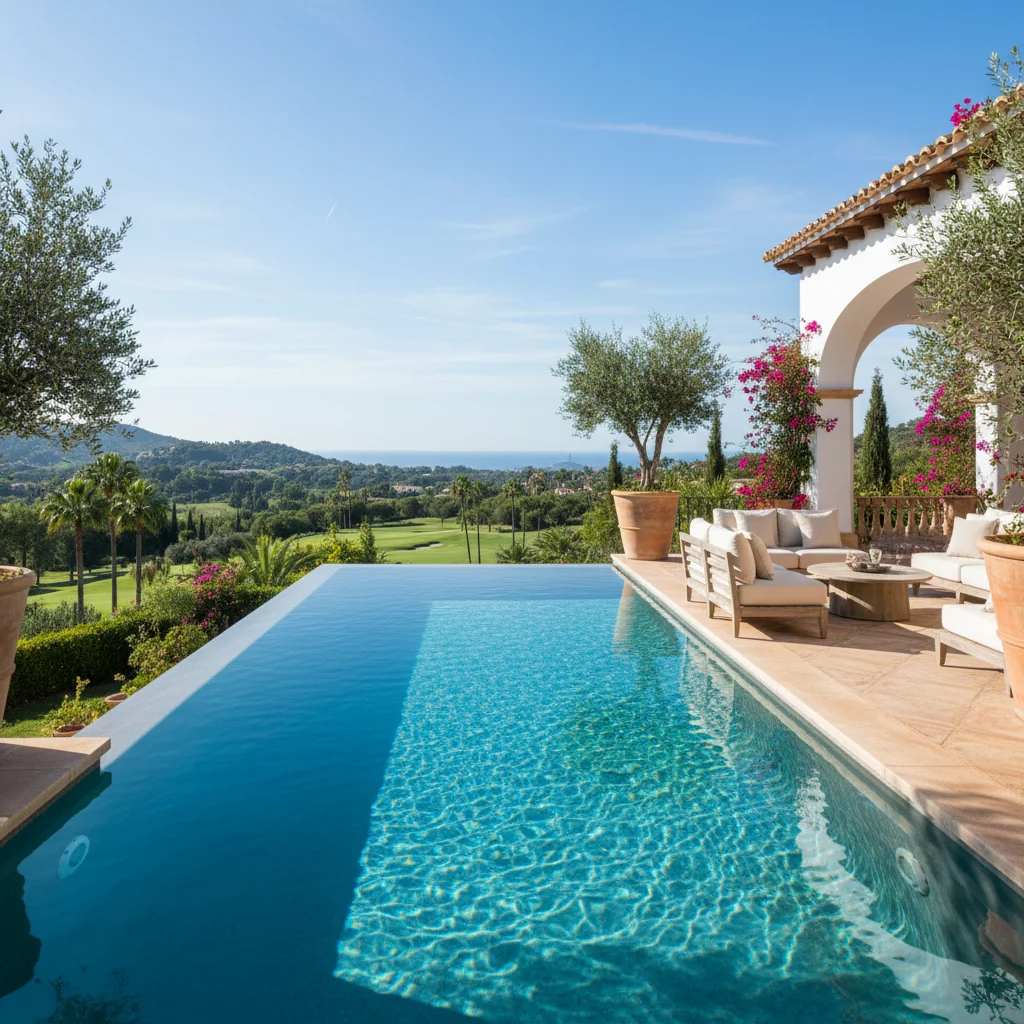 Installation de piscines sur une terrasse méditerranéenne à Los Montesinos, Costa Blanca