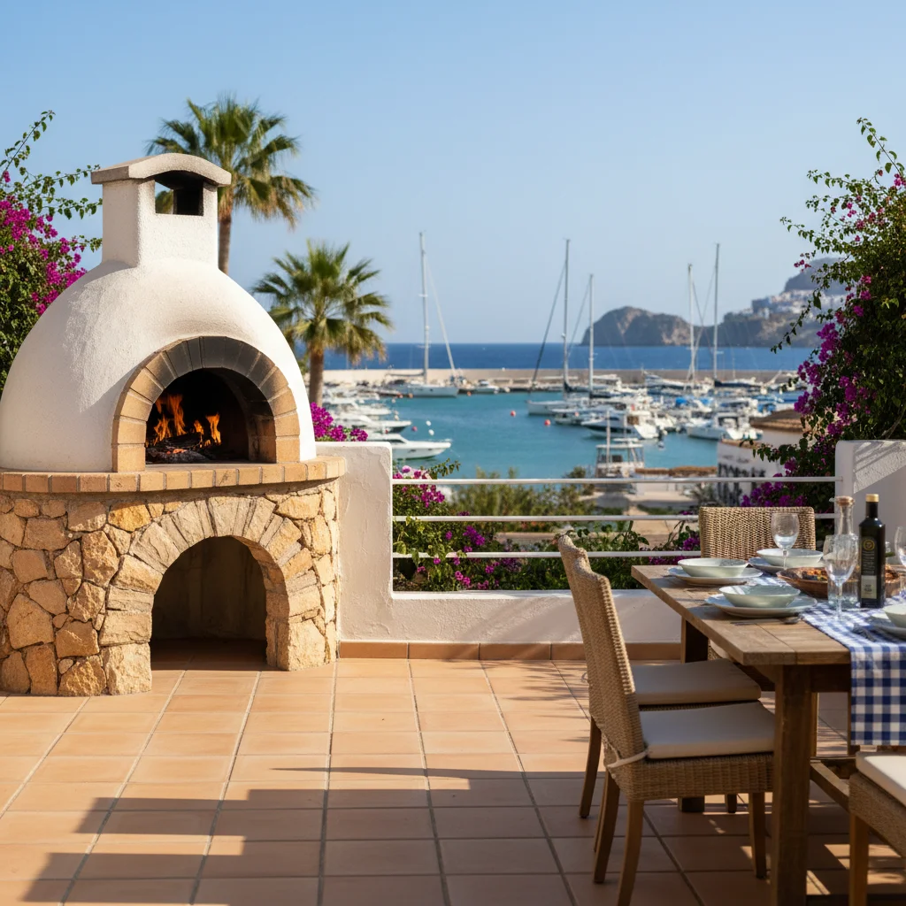 Pizza Ovens setup on a Mediterranean terrace in Moraira, Costa Blanca