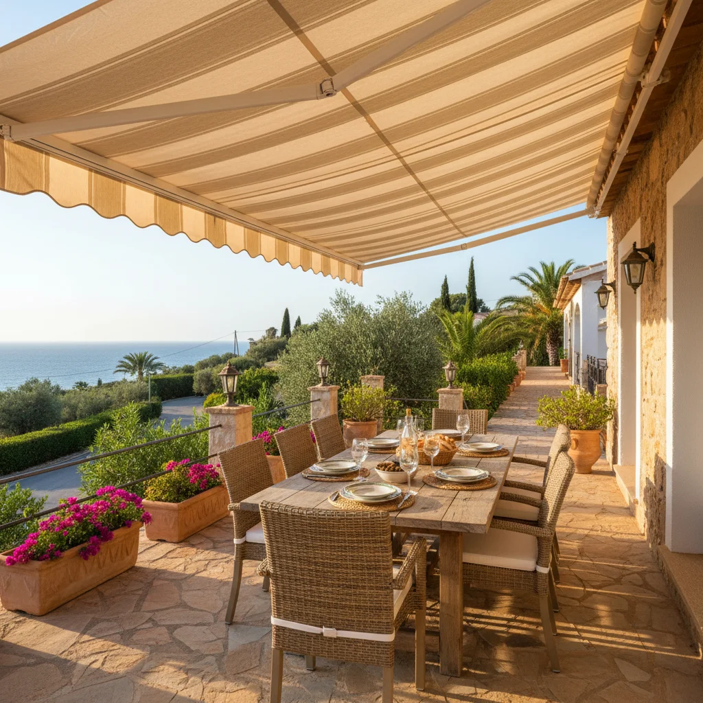 Awnings & Toldos setup on a Mediterranean terrace in Ondara, Costa Blanca