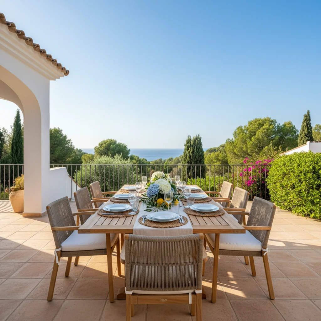 Outdoor Dining Sets setup on a Mediterranean terrace in Ondara, Costa Blanca