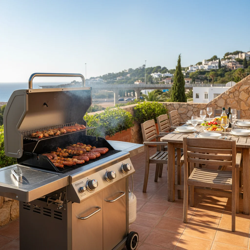 Gas BBQs setup on a Mediterranean terrace in Ondara, Costa Blanca