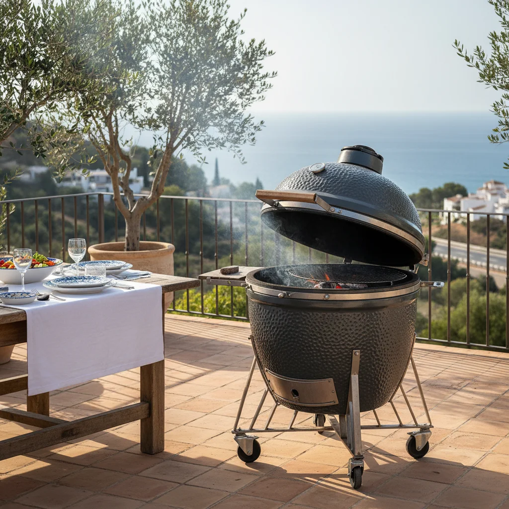 Kamado BBQs setup on a Mediterranean terrace in Ondara, Costa Blanca