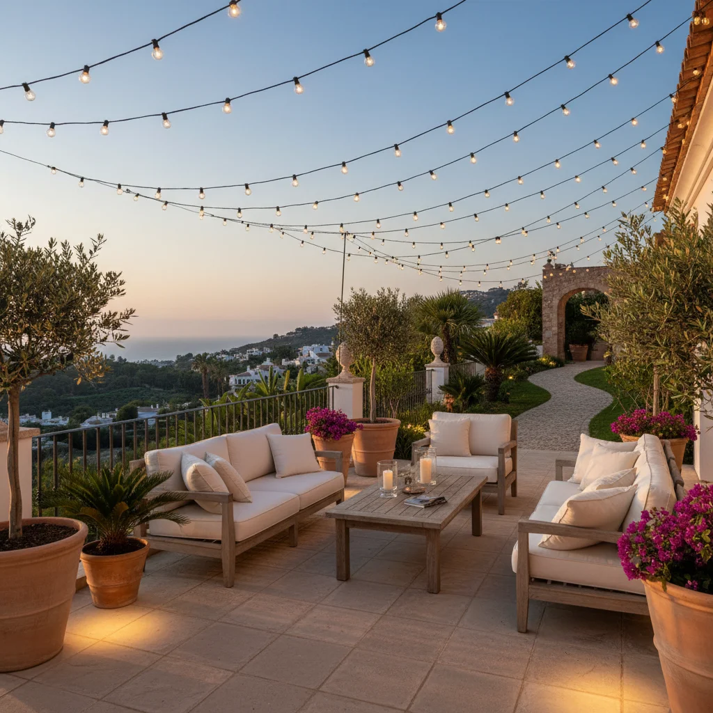 Installation de éclairage extérieur sur une terrasse méditerranéenne à Ondara, Costa Blanca