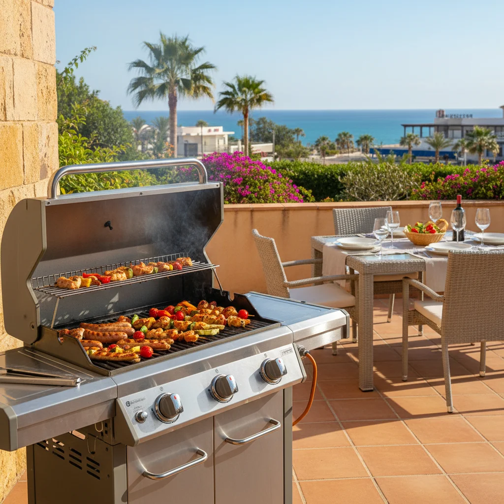 Gas BBQs setup on a Mediterranean terrace in Orihuela Costa, Costa Blanca