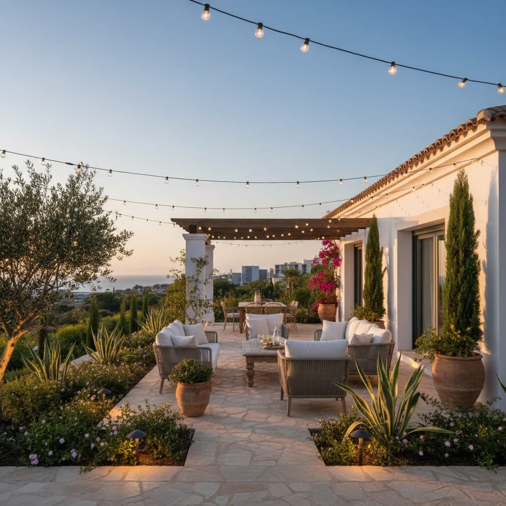 Installation de éclairage extérieur sur une terrasse méditerranéenne à Orihuela Costa, Costa Blanca