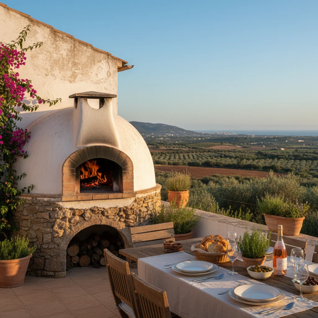 Pizza Ovens setup on a Mediterranean terrace in Pedreguer, Costa Blanca