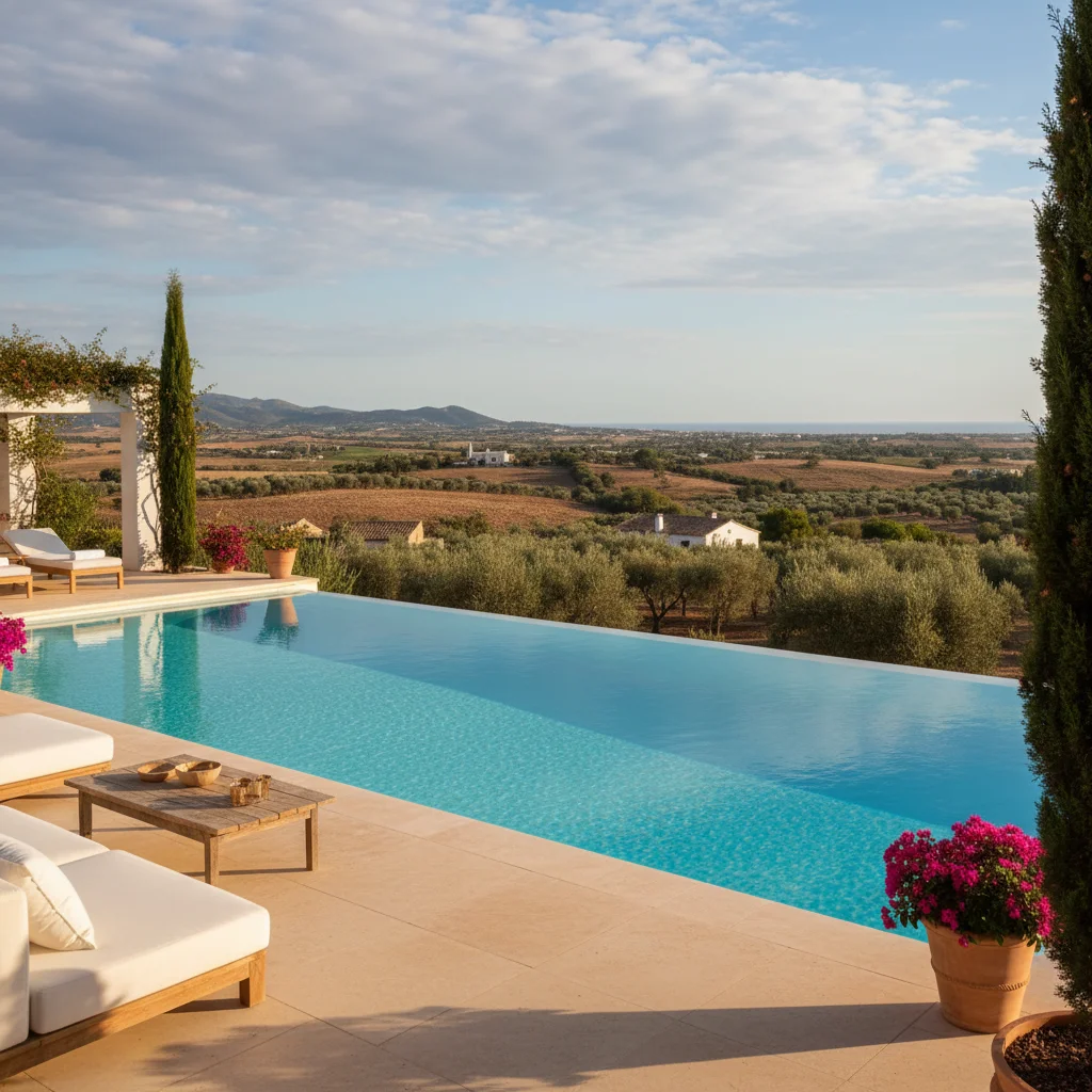 Swimming Pools setup on a Mediterranean terrace in Pedreguer, Costa Blanca