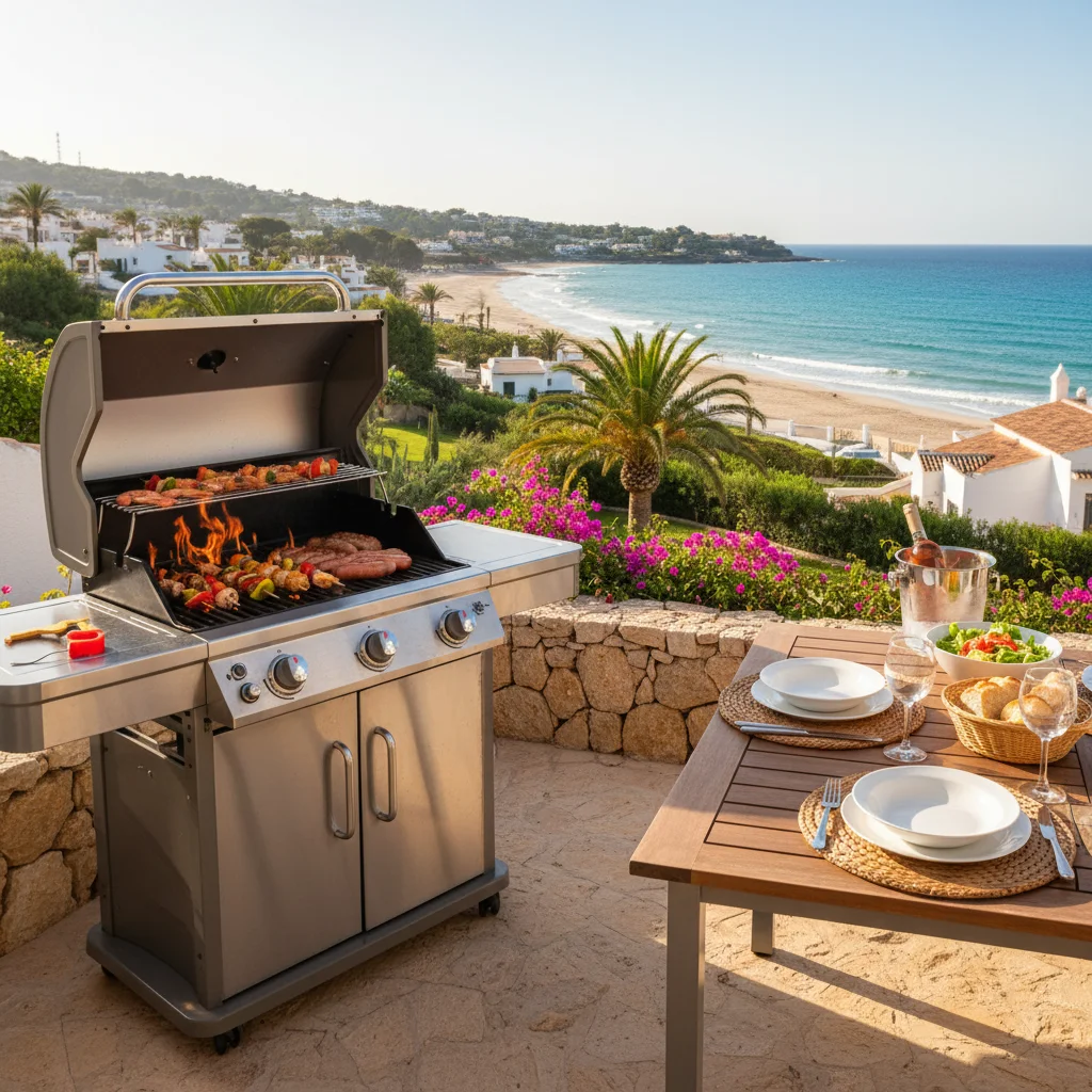 Gas BBQs setup on a Mediterranean terrace in Pilar de la Horadada, Costa Blanca