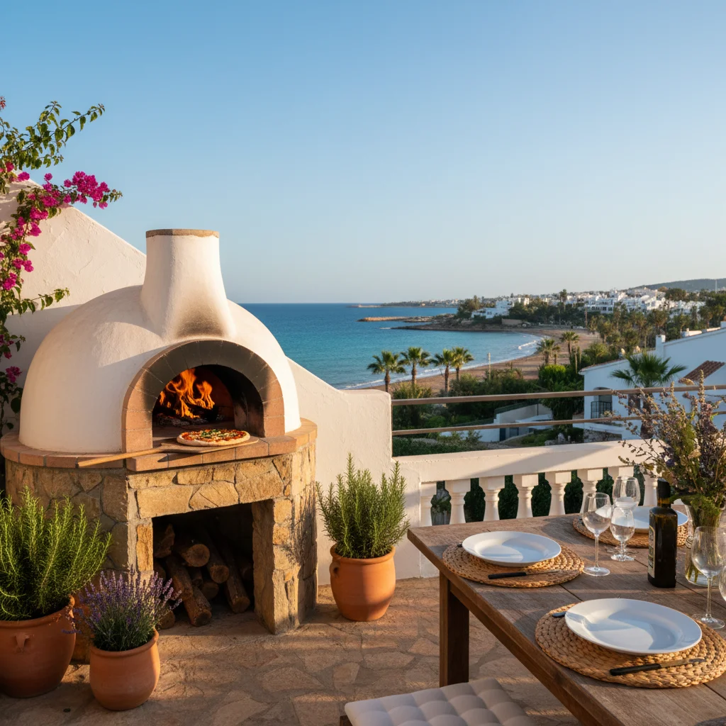 Pizza Ovens setup on a Mediterranean terrace in Pilar de la Horadada, Costa Blanca