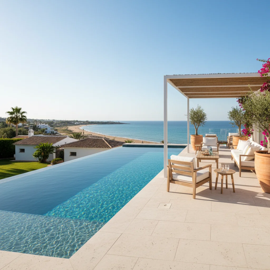 Installation de piscines sur une terrasse méditerranéenne à Pilar de la Horadada, Costa Blanca